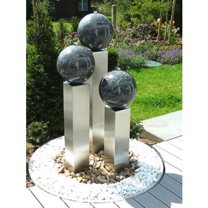 Edelstahl Gartenbrunnen Kiel 3er SET 130S30