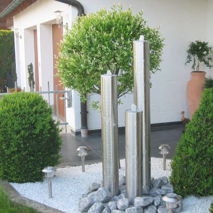 Edelstahl Gartenbrunnen München 3er SET 160S15